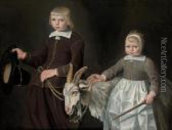 Double Portrait Of Children Oil Painting - Jacob Gerritsz. Cuyp