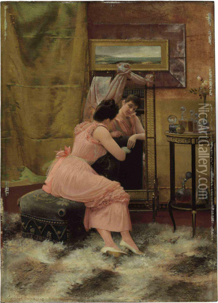 The Mirror Oil Painting - Georges Croegaert