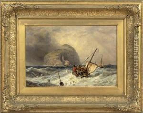 The Bass Rock, 
With Boats Oil Painting - Charles Napier Henry