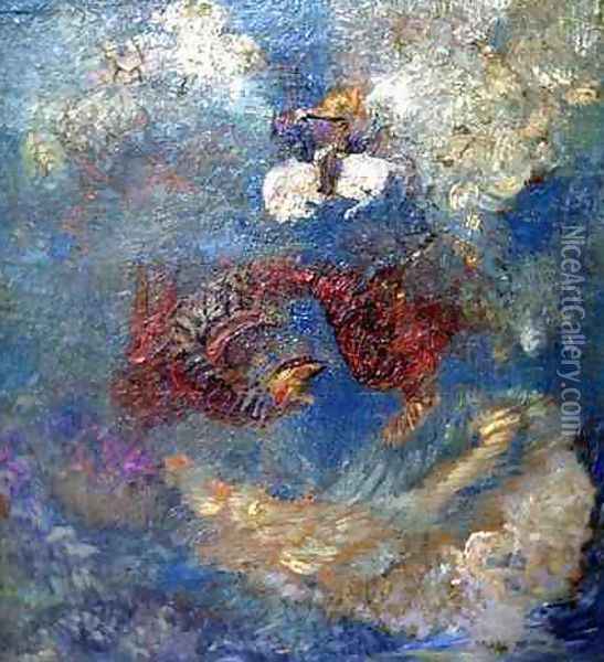 Dragon Fight Oil Painting - Odilon Redon