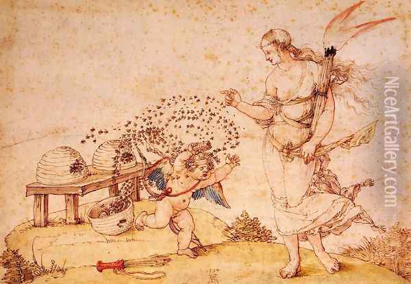 Cupid the Honey Thief Oil Painting - Albrecht Durer