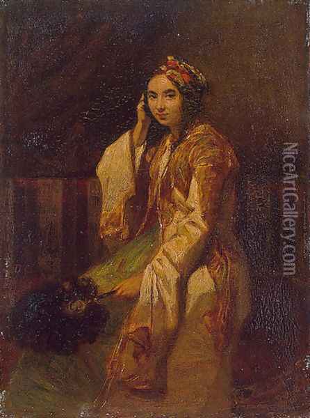 Woman in Oriental Dress Oil Painting - Alexandre Gabriel Decamps