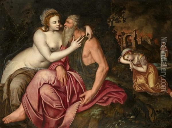 Lot And His Daughters Oil Painting - Frans Floris the Elder