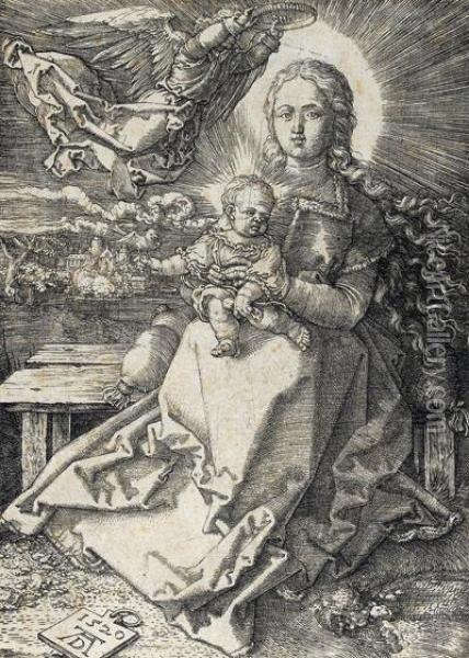 Virgin And Child Crowned By One Angel Oil Painting - Albrecht Durer
