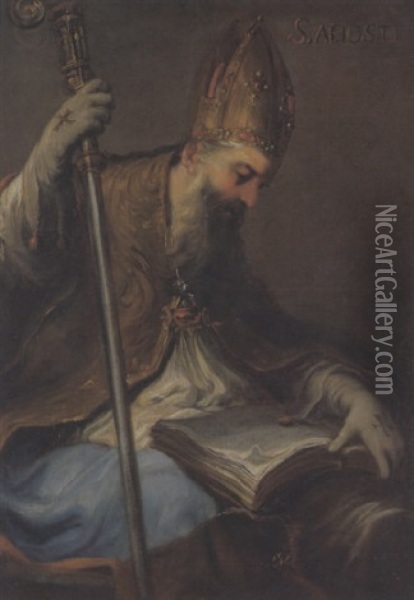 Ein Heiliger Bischof Oil Painting - Giovanni Antonio Guardi