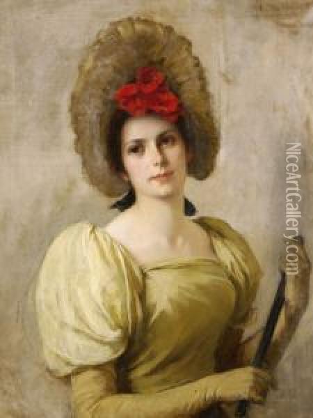 Ifj. Hina Ida Portreja Oil Painting - Lajos Deak Ebner