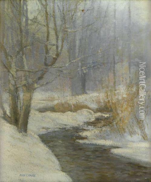 River In Winter Oil Painting - Ann Crane Crane