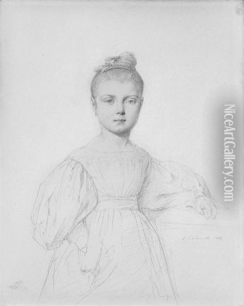 Portrait Of Marie Marcotte Oil Painting - Luigi Calamatta