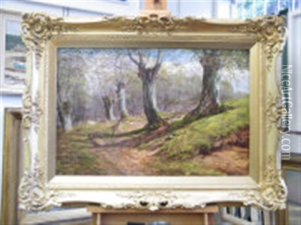 Woodland With Deer Oil Painting - William Luker Sr.