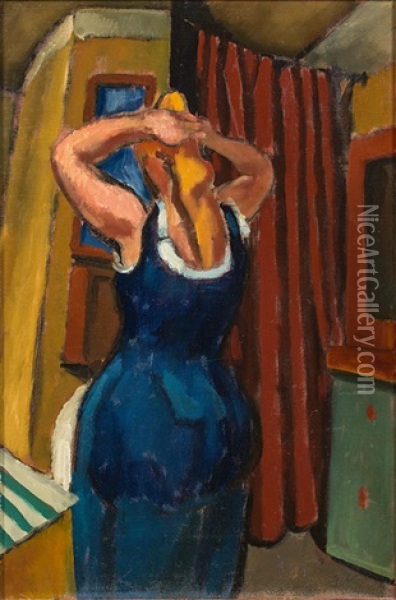 Ilse Wacker In The Studio Oil Painting - Rudolf Wacker
