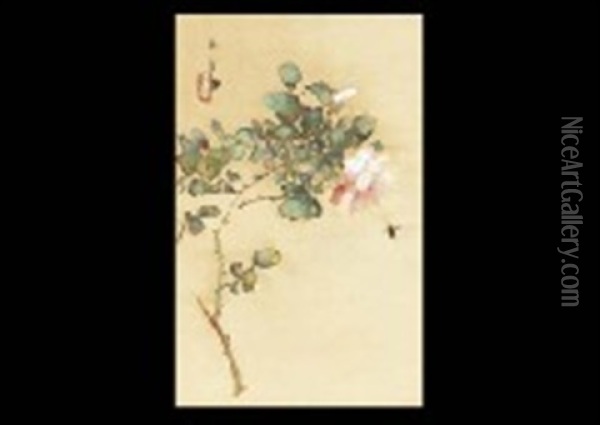 Rose Oil Painting - Genjiro (Goun) Nishimura