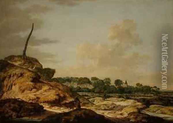 Landscape with sportsman and distant view of Middleburg Oil Painting - Johannes Goedaert
