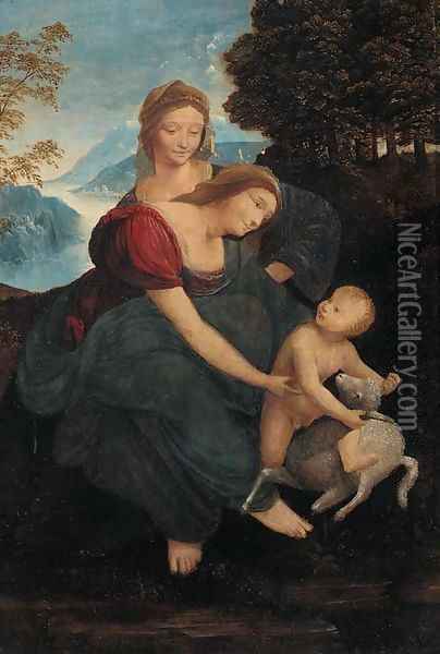 The Madonna and Child with Saint Anne Oil Painting - Leonardo Da Vinci
