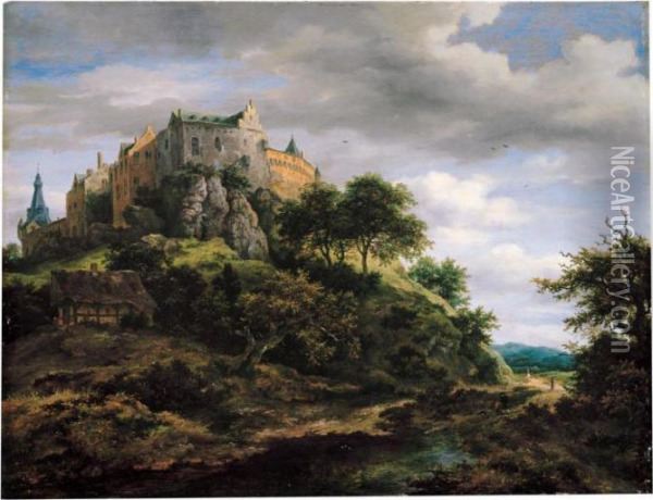 A View Of Bentheim Castle From The North-west Oil Painting - Jacob Van Ruisdael