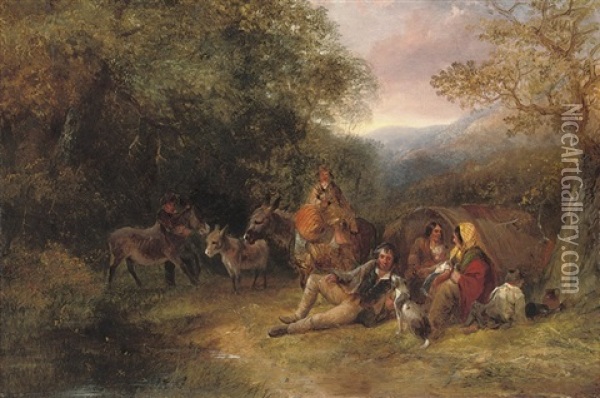 The Gypsy Encampment Oil Painting - George Cole