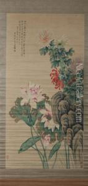Flowers Oil Painting - Jiang Tingxi