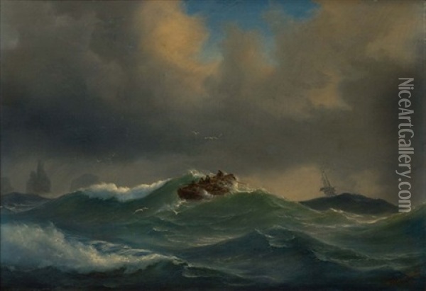 The Rescue Oil Painting - Vilhelm Melbye