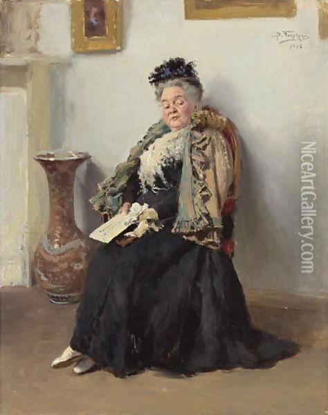 Portrait Of A Noblewoman, 1906 Oil Painting - Vladimir Egorovic Makovsky