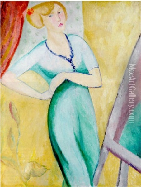 Sjalvportratt Oil Painting - Sigrid (Maria) Hjerten