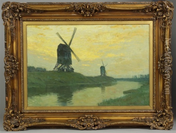 Flemish Windmills Oil Painting - Charles Warren Eaton