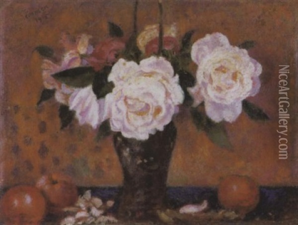 Nature Morte Aux Roses Oil Painting - Georges Lemmen