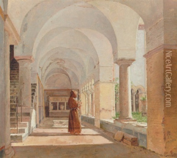 Klostergarden Til St. Lorenzo Fuori Le Mura Di Roma Oil Painting - Jorgen Roed