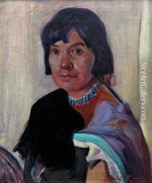 Portrait Of Indian Woman Oil Painting - Ira Diamond Gerald Cassidy
