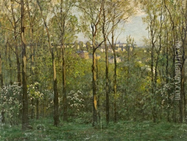 Blick Durch Den Fruhlingswald Auf Ein Stadtchen Oil Painting - Hans Deiters