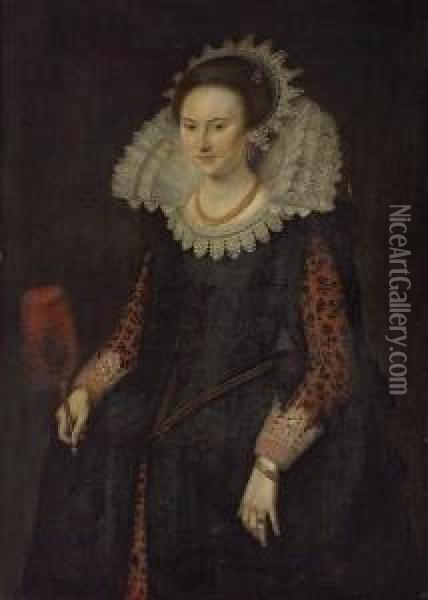 A Portrait Of A Lady Oil Painting - Paulus Moreelse