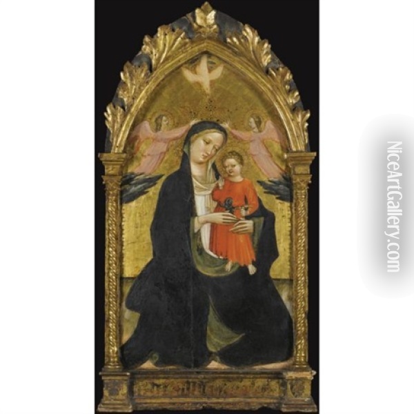 Madonna And Child Flanked By Two Angels Oil Painting - Giovanni dal Ponte