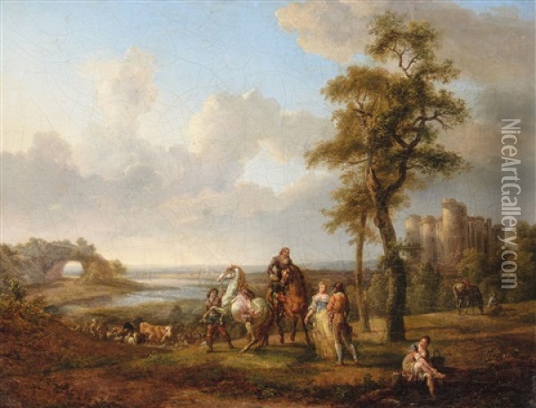 Paesaggio Con Cavalieri Oil Painting - Abraham Bruiningh van Worrell