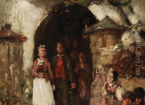 Die Frankische Hochzeit Oil Painting - Johann Sperl