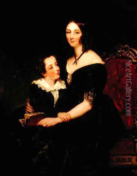 Portrait of Eliza Boardman and her son, Robert, 1848 Oil Painting - Margaret Sarah Carpenter
