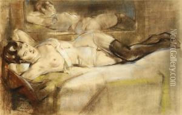 Reclining Nude Oil Painting - Han Van Meegeren