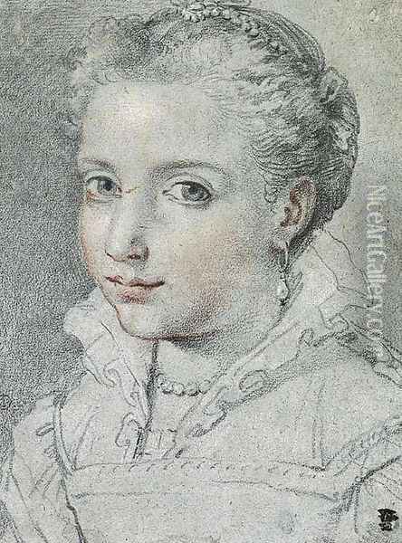 Portrait of a young girl in Renaissance dress Oil Painting - Ubaldo Gandolfi