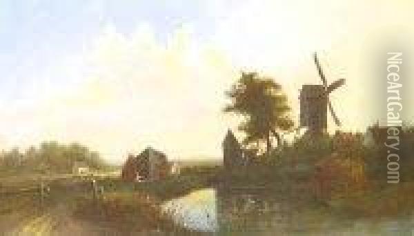Windmill By The River Oil Painting - Patrick, Peter Nasmyth