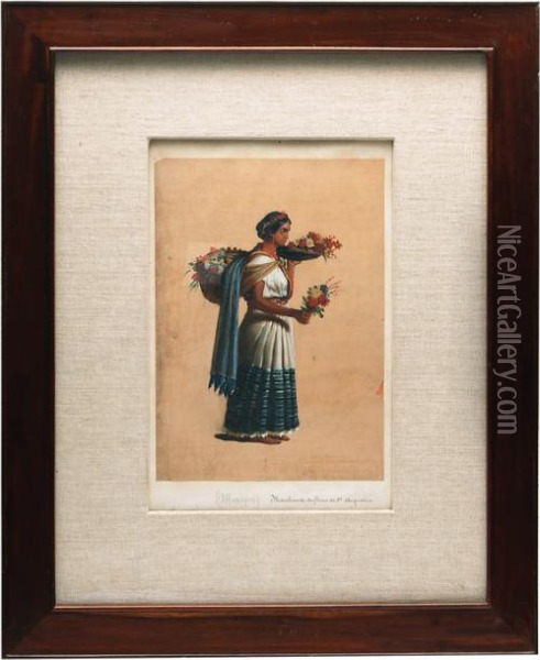 Marchande De Fleurs De Ste. Augustine Oil Painting - Edouard Pingret