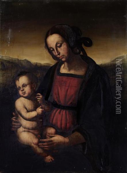 Madonna And Child Oil Painting - Pietro Perugino