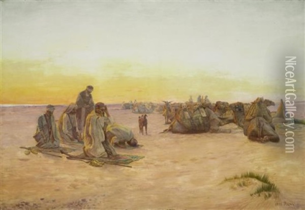 Beduinen Beim Gebet Oil Painting - Otto Pilny