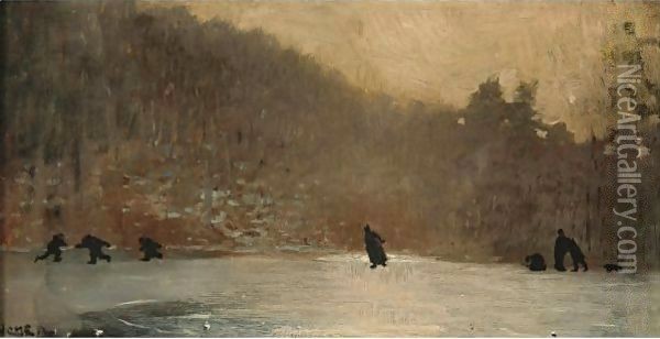 Skating Scene Oil Painting - Winslow Homer