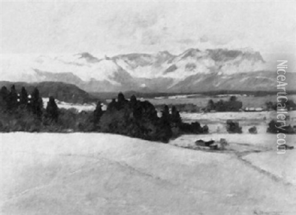 Winter Am Staffelsee - Fohnstimmung Oil Painting - Klaus Carl Friedrich Richter