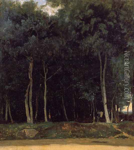 Fontainebleau, the Bas-Breau Road Oil Painting - Jean-Baptiste-Camille Corot