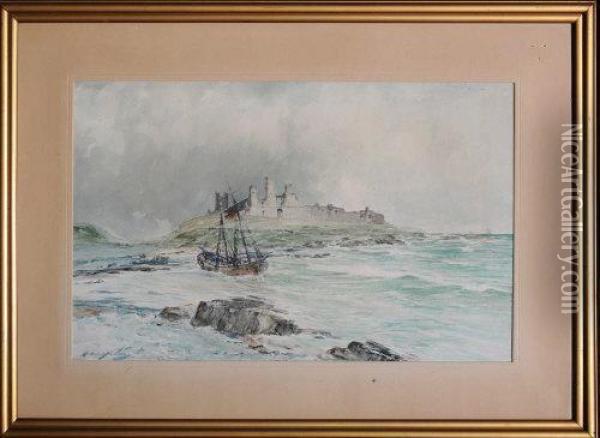 Dunstanburgh Castle, Looking North Oil Painting - Thomas Swift Hutton