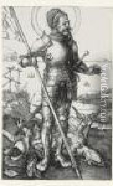 St. George On Foot (b. 53; M., Holl. 55) Oil Painting - Albrecht Durer