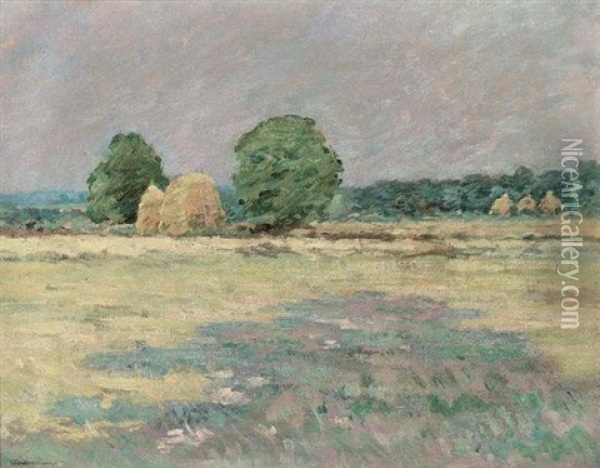 Grain Field, N.j. Oil Painting - Theodore Robinson