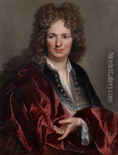 Portrait D'homme Au Manteau Rouge Oil Painting - Joseph Vivien