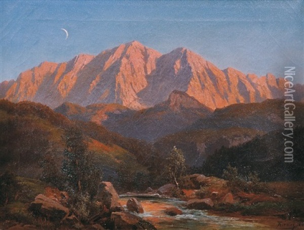 View Of The Zugspitze Oil Painting - Alois Kirnig