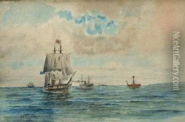 Maritime Scene Oil Painting - Alexander William Crawford Lindsay