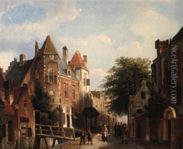 Dutch Street Scene Oil Painting - Willem Koekkoek