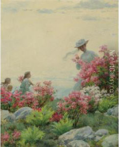 Among The Wild Azaleas Oil Painting - Charles Curran